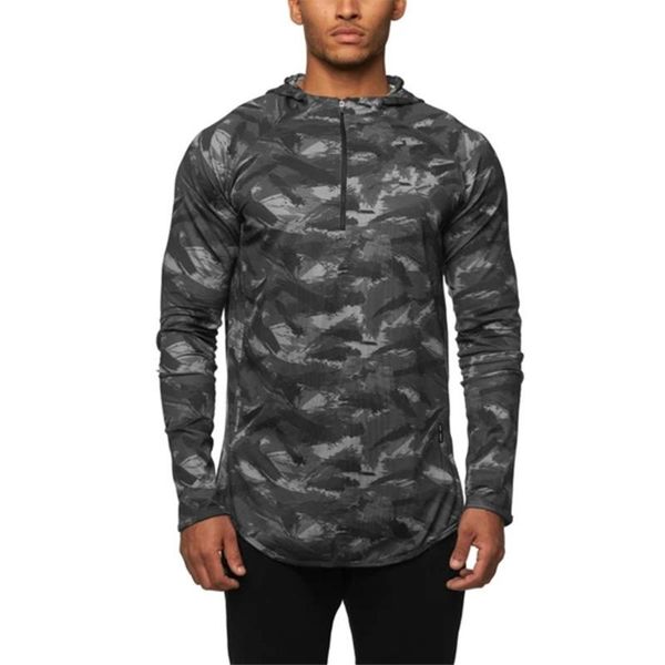 

men's hoodies & sweatshirts running camouflage windbreaker sport gym coat workout jogging fitness sweatshirt sportswear training clothi, Black