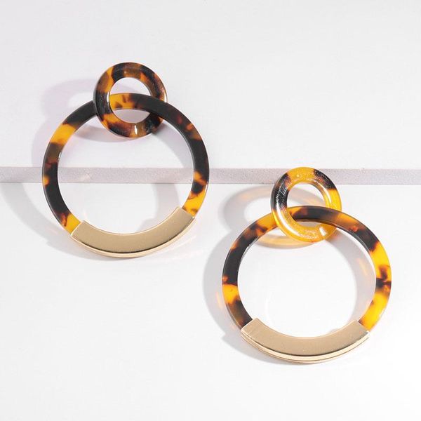 

dangle & chandelier fashion colorful leopard acrylic earring for women gold alloy round geometry resin statement hanging gift, Silver