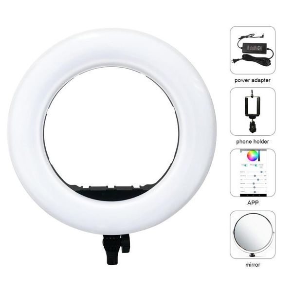 

flash heads yidoblo ax-480dii bluetooth app control bio-color ring lamp 2800k-9900k soft light 18\" 240 pcs led