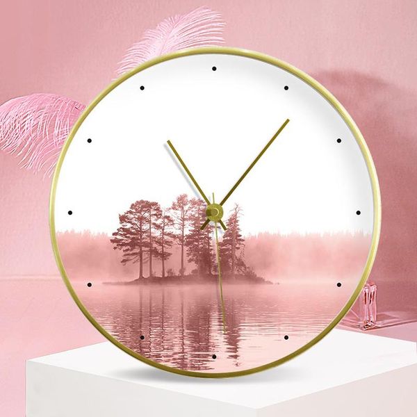 

wall clocks 12 inch landscape pattern clock modern needle quartz watch bedroom hanging decoration ornament crafts