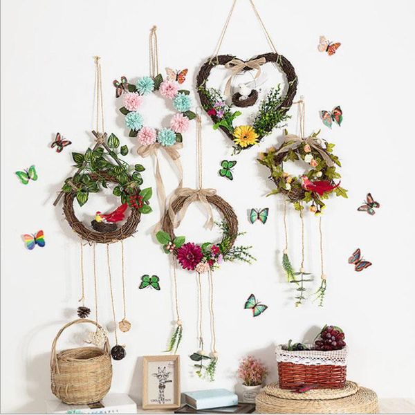 

decorative flowers & wreaths nordic style hanging diy garland material rattan wreath for restaurant door decoration wall window wedding part
