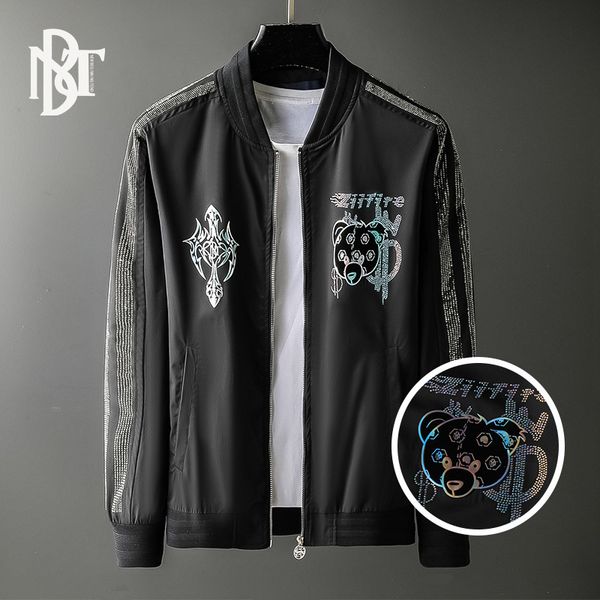 

et men's fashion brand burnt flowers and diamonds cartoon cloth 2021 autumn and winter cloth new baseball collar cardigan et, Black;brown