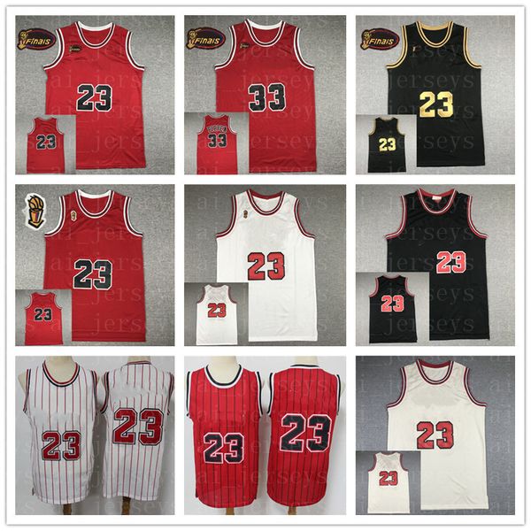 

basketball mitchell and ness 23 mj 33 pippen 91 rodman embroidery logo stitched retro 1997 1998 jerseys contact me to view the real picture, Black;red