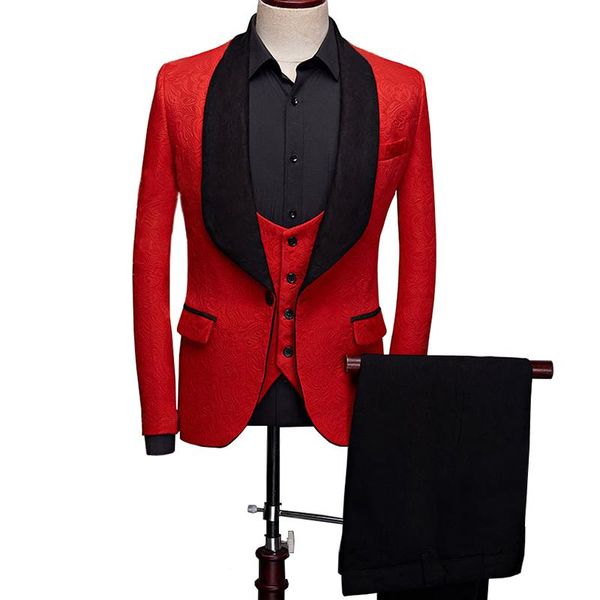 

shawl lapel men tuxedo suits 3 pieces set wedding groom stage singer dress coat performance clothes men's & blazers, White;black