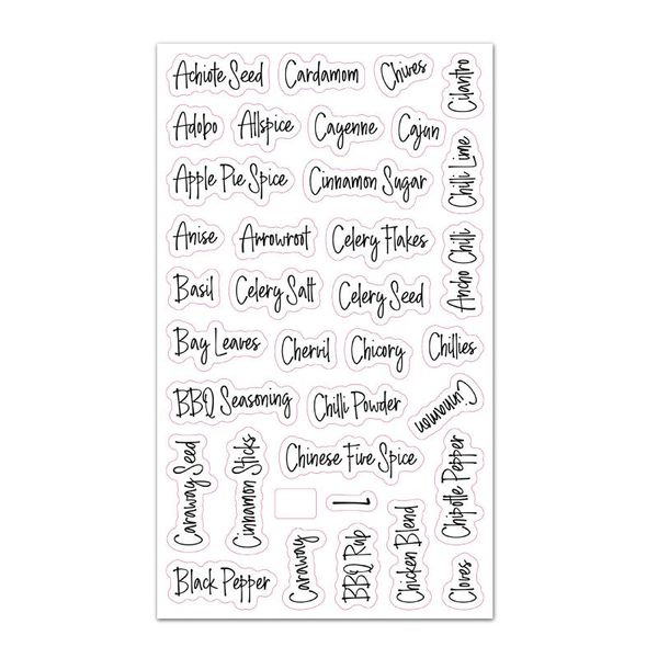 

wall stickers 8pcs spice label combo black and white preprinted labels for jar durable xilf