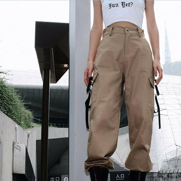 

womens women pants casual high waist hip hop dance military jogging hiking trousers drop good quality, Black;white