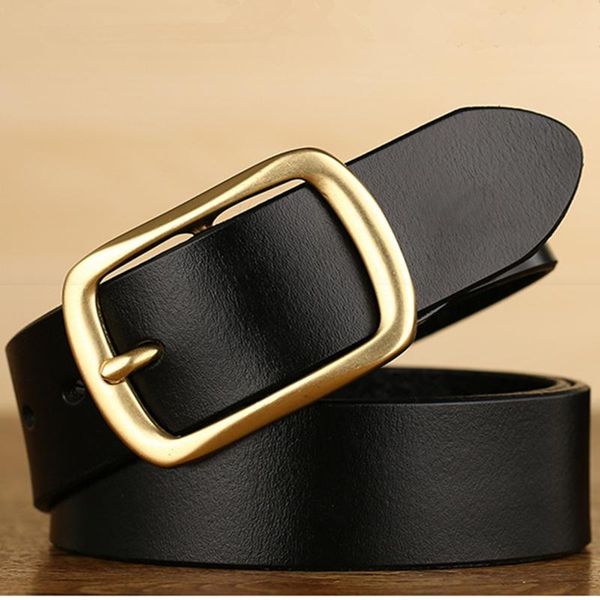 

belts men's leather belt second layer cow retro pin buckle jeans wide, Black;brown