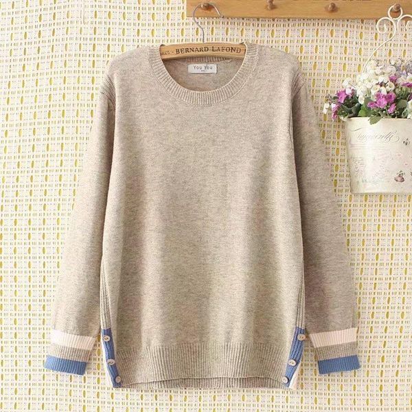 

women's sweaters plus size autumn winter o-neck button knitted women pullovers sweater 2021 fashion khaki blue navy ladies female, White;black