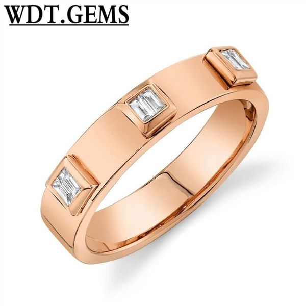

womens 10k yellow gold baguette diamond wedding band ring 4.5mm bezel set cluster rings, Golden;silver