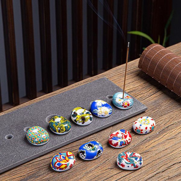 

fragrance lamps creative chinese style hand-painted ceramic incense holder sandalwood living room coffee table deskdecoration