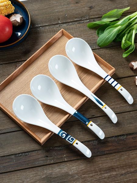 

spoons big spoon of household ceramics long-handled ladle porridge tableware