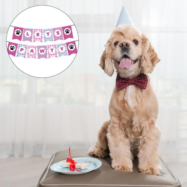

party decoration pet decorative banner let's pawty sign garland supplies