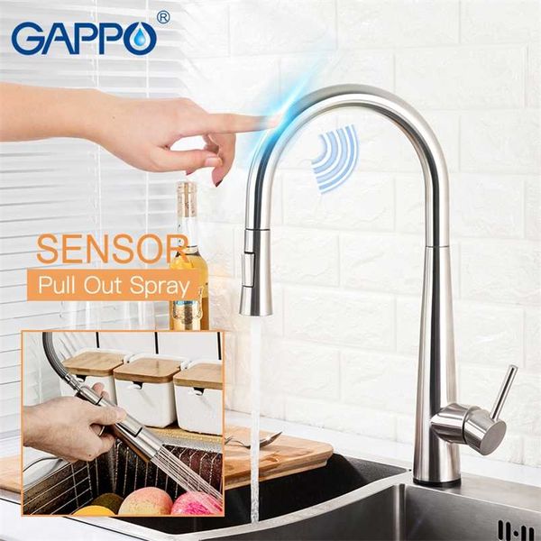 Rubinetti da cucina sensore GAPPO Smart Touch Rubinetti sensibili induttivi Miscelatore Rubinetto monocomando Rubinetti da cucina estraibili 211108