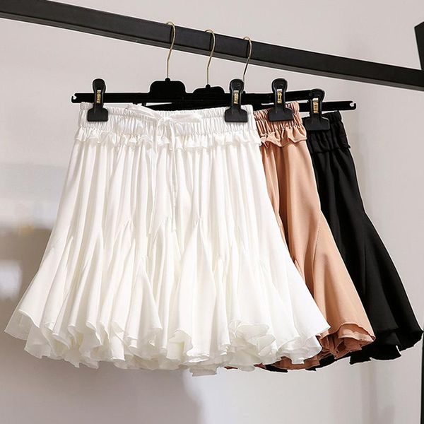 

skirts white black chiffon summer shorts skirt women 2021 fashion korean high waist tutu pleated mini sun school female