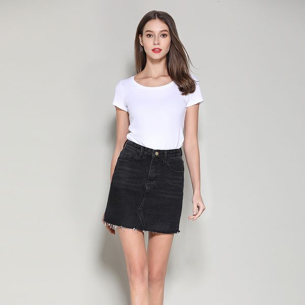 

skirts streetwear a line denim spring summer women blue black pockets high waist mini jeans quality 4xtv