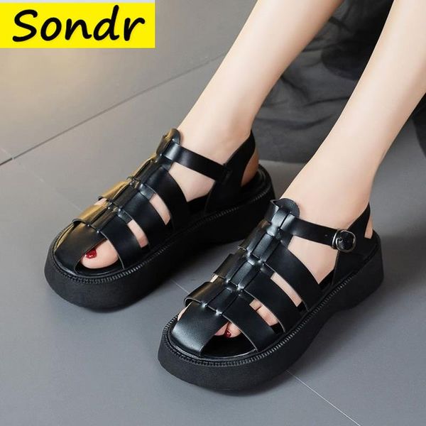 

sandals weave gladiator platform women's 2021 summer fashion chunky beach woman sandal ladies shoes, Black