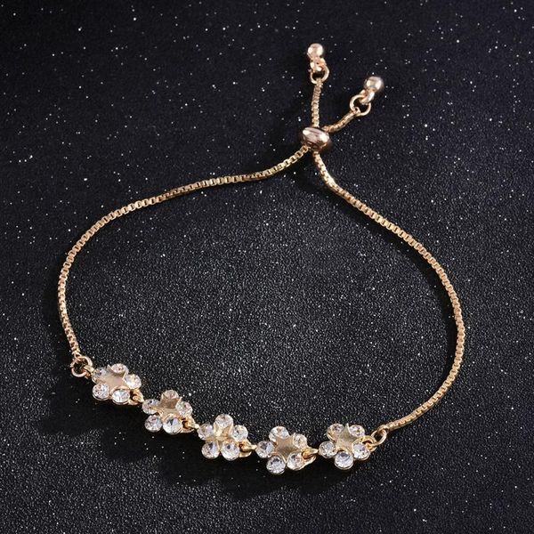 

link, chain fashion couple bracelet for women sweet white cz flowers bracelets personality unusual metal minimalist jewelry accessories, Black
