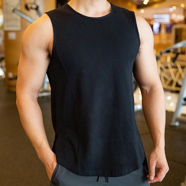 

running jerseys mens vest 2021 gyms workout sleeveless shirt ice silk quick dry fitness bodybuilding tank casual training top, Black;blue
