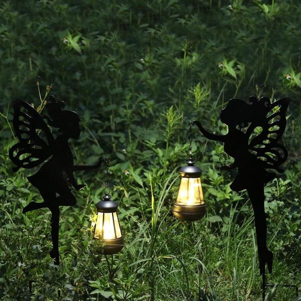 

lawn lamps 2pcs outdoor solar light fairy with lantern ornament garden art lamp decoration metal sculpture decorations