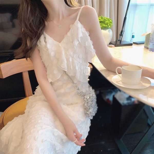 

casual dresses summer v-neck elegant strap women sleeveless white sweet evening party office lady chic h54y, Black;gray