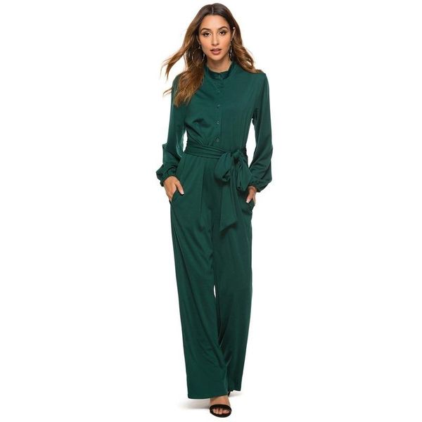 

women's jumpsuits & rompers autumn jumpsuit fashion solid color wide leg button waistband women, Black;white