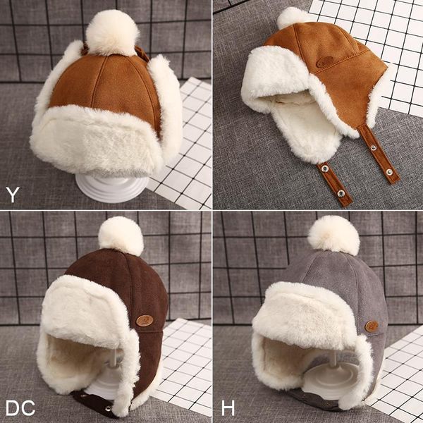 

winter children's warm hat for boys and girls thick plush ear protection lei feng yx-0795 dark coffee caps & hats, Yellow