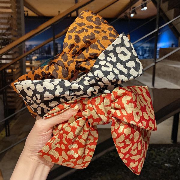 

leopard print big bow hairpin sweet spring head clip girl hair accessory 211664, Pink