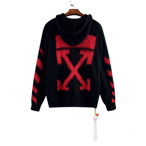 

off style white red arrow mohair cardigan zipper sweater, White;black
