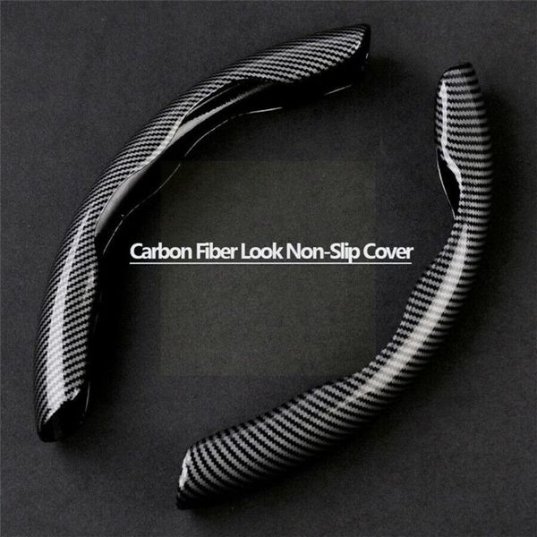 

steering wheel covers carbon fiber look abs car cover wear-resistant absorbing sweat fashion non-slip spo u2d9