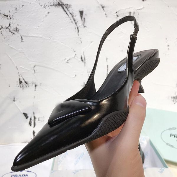 

sandals 2021 spring women slingback shoes elegant pointed toe slip on mules thin low heel dress outdoor, Black