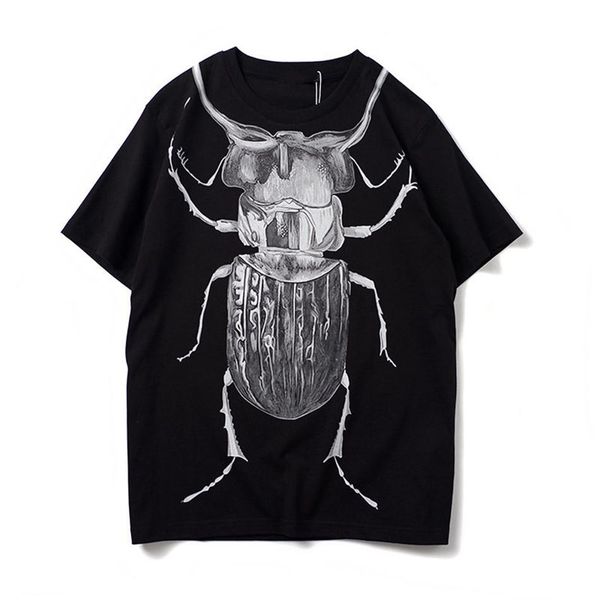 

famous men's designer tee beetle cotton personality round neck comfortable summer dress black m-xxl size, White;black