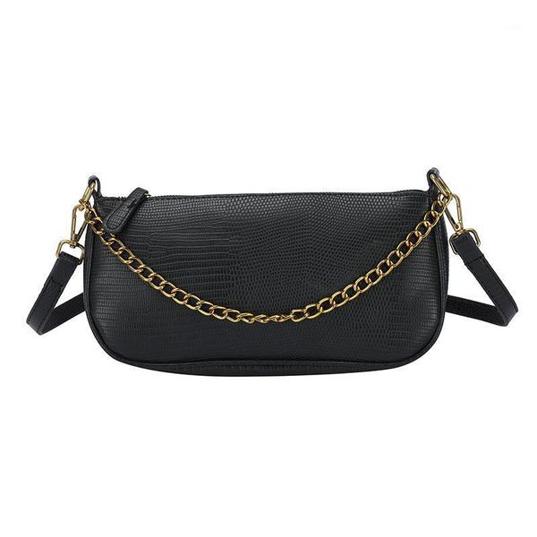 

evening bags 2021 women's trend handbags soft leather shoulder bag summer retro crocodile pattern solid color chain strap underarm1