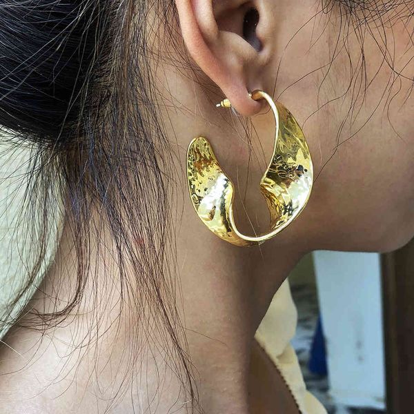 

irregular hoop for women metal twisted golden round circle hoops big earrings vintage fashion jewelry