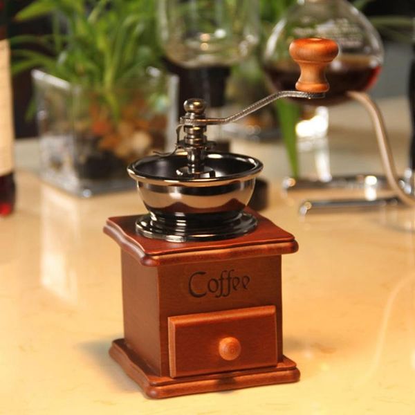 

manual coffee grinders bean grinder wooden hand stainless steel retro spice mini burr mill with ceramic
