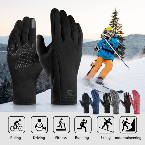 

ski gloves winter warm men women touchscreen rainproof skiing with lining for fishing camping hiking