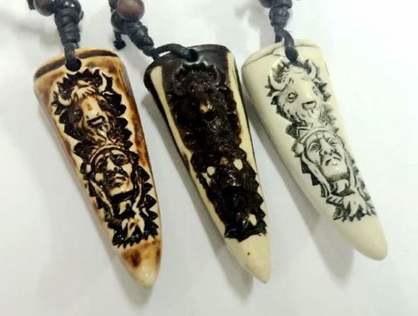 

10 pcs amulet necklace hand-carved statue mixed color chief biker pendant, Silver