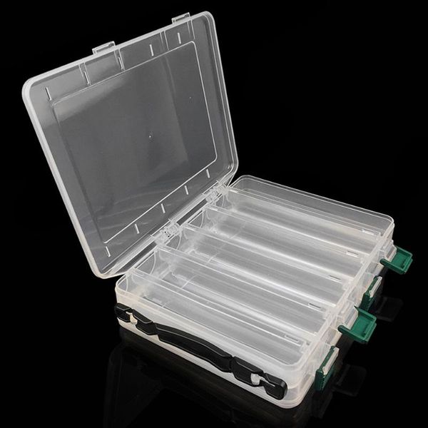 

fishing accessories plastic lure box 20.5cm*17cm*5cm compartments double sided waterproof tackle pesca