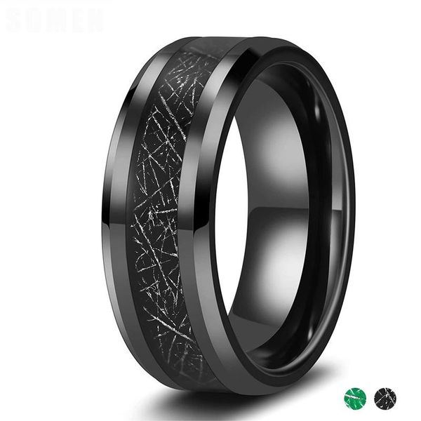 

wedding rings men tungsten ring 8mm black /blue green band design male high polished beveled edges size 7-13, Slivery;golden