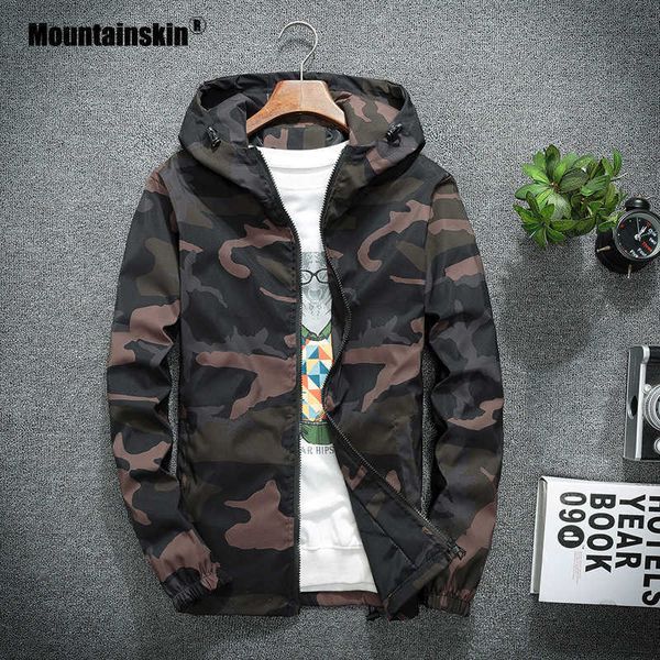 

mountainskin men's new jackets spring autumn casual coats hooded jacket camouflage fashion male outwear brand clothing 5xl sa637 x0621, Black;brown