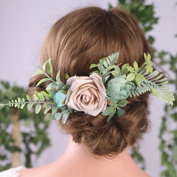 

elegance flower crown forest party hair comb wedding bridal hair accessories handmade feast hair clip chic headwear for women, Silver
