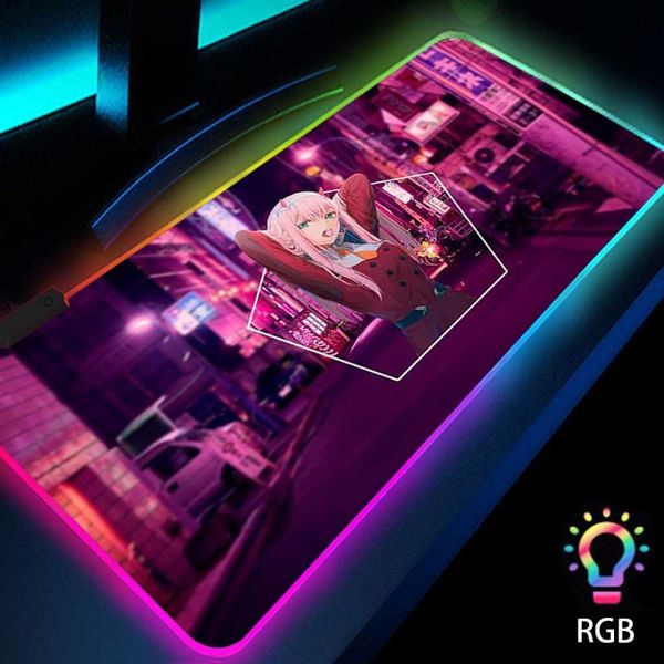 

mouse pads & wrist rests pink gaming setup accessories darling in the franxx xl pad cute mousepad kawaii large rgb mats with backlight 80x30