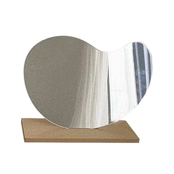 

mirrors aesthetic with wood stand for bedroom modern dresser home multifunction living room frameless irregular acrylic makeup mirror