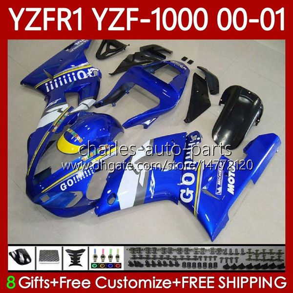 OEM Body Kit для Yamaha YZF-1000 YZF-R1 YZF 1000 CC R 1 2000 2001 2002 2003 Кузов 83Но.120 YZF R1 1000CC 00-03 YZF1000 YZFR1 00 01 02 03 Мотоцикл обтекающий синий GO!