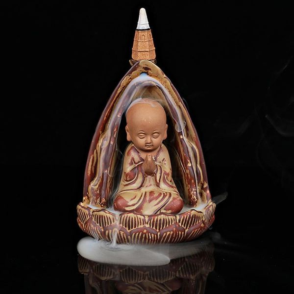 

fragrance lamps creative the little monk backflow tower incense cones burner holder ceramic censer home decoration