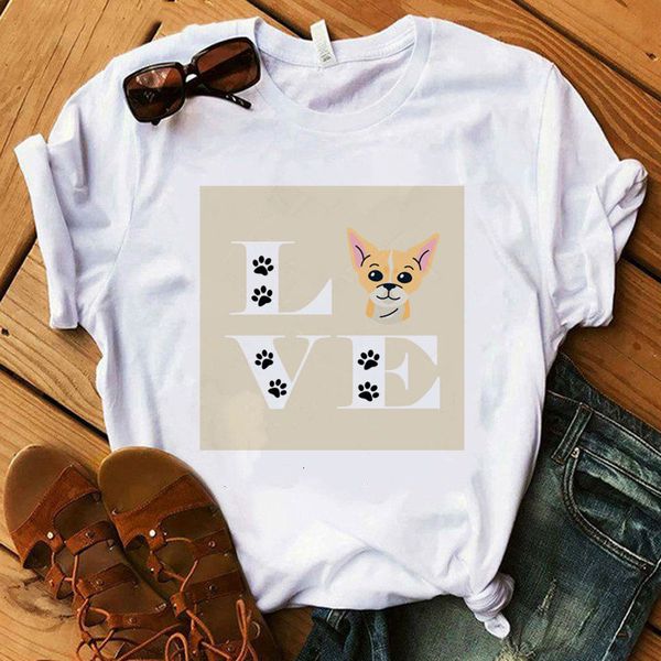 

women's t-shirt chihuahua love print women t summer fashion t funny dog design lovely girl t-shirt tee femme u7ov, White