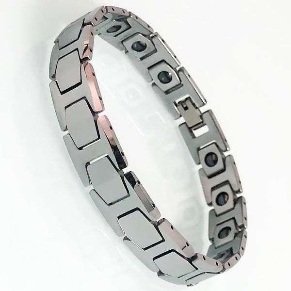 

link, chain masuline quality tungsten steel bracelet men's golden health care energy germanium magnetic wristband homme armband male je, Black