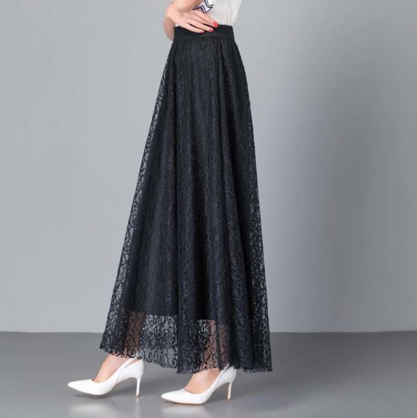 

skirts summer spring women's elasticity high waist a-line fashion lace clothing female large size ss3320, Black