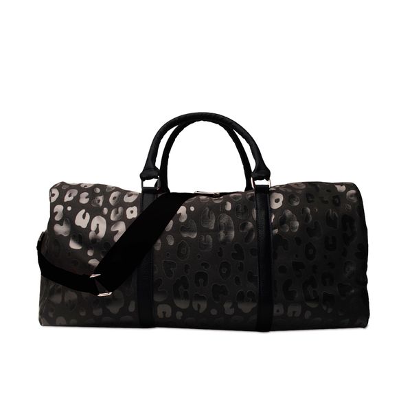 Glitzernde schwarze Leoparden-Reisetasche, große Kapazität, blaue Reisetasche, Übernachtungs-Wochenend-Einkaufstasche mit kostenlosem Seeversand DOM1065