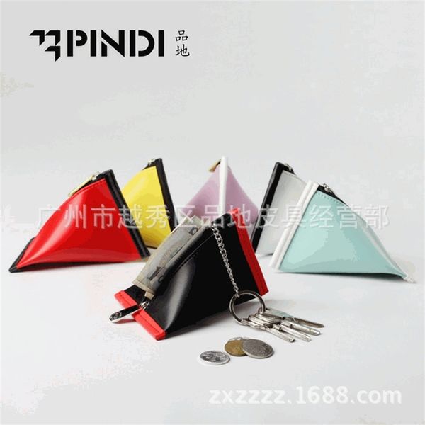 

pindi leather cute creative multifunctional zero key triangle dumpling children's wallet
