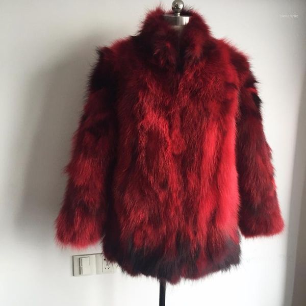 

women's fur & faux women's coat vintage style standard collar natural raccoon jacket lady full skin real drop waistcoat tsr164, Black